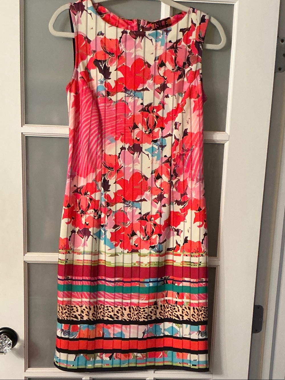 Sleeveless Floral Midi Dress in Coral Pink Multi